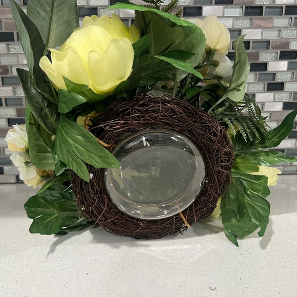 Vibrant Yellow and Green Floral Vase Accent - Picture 8 of 12